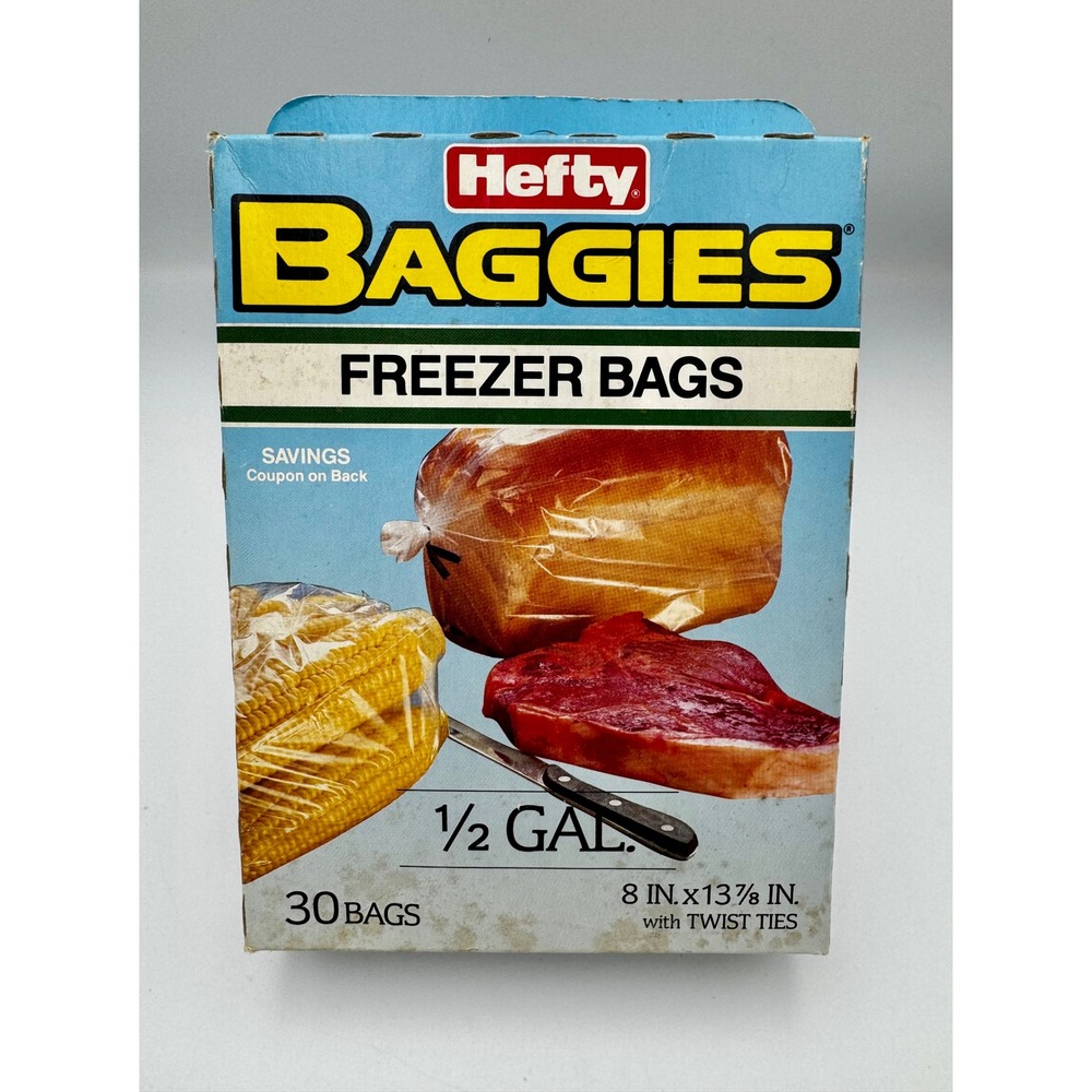 Vintage Hefty Baggies Freezer Bags 1/2 Gal 30ct Sealed 1970s 1980s Retro Prop